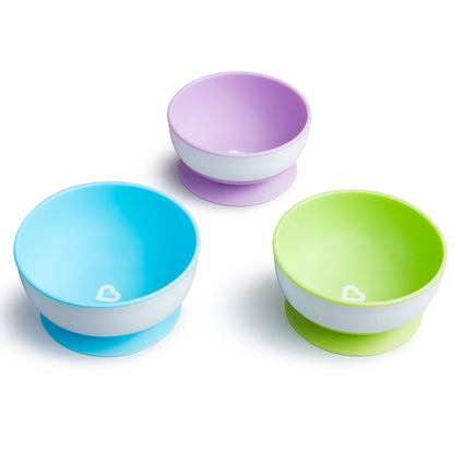 Munchkin Stay Put Suction Bowls Purple, Green, Blue, Piece Of 1