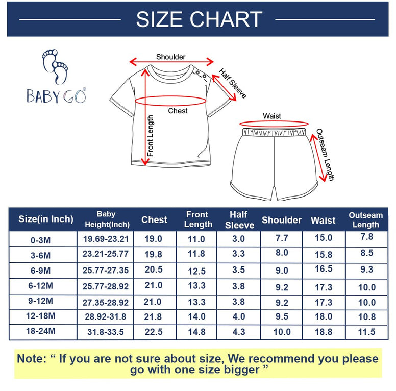 Baby Go 100% Pure Cotton Kids T-Shirt & Shorts for Baby Boys 3-6M