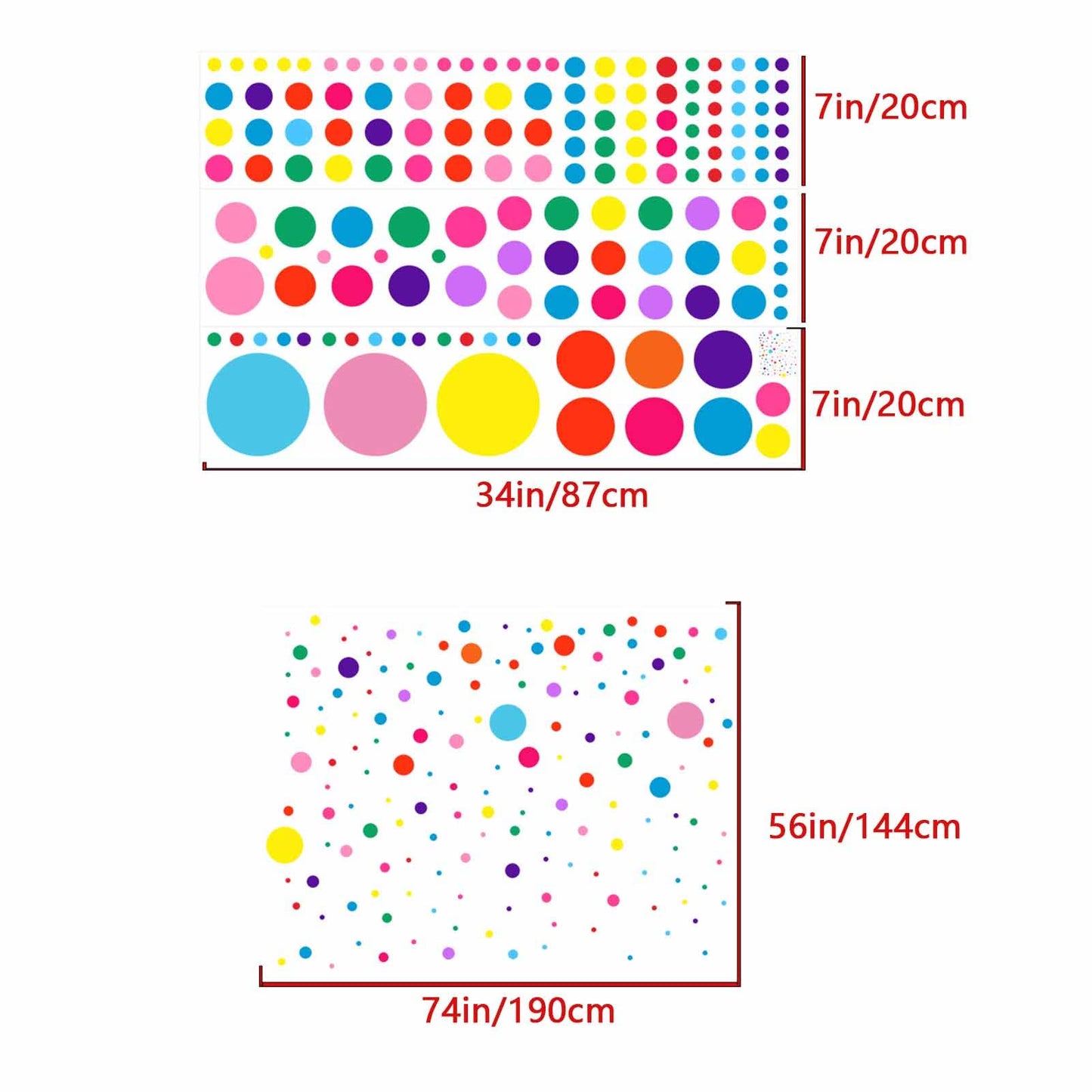 AnFigure Polka Dot Stickers, Wall Decals for Kids, Baby Room Nursery Playroom Classroom Daycare Bedroom Wall Stickers Boys Girls Childrens Babies Circle Colorful Bright Fun DIY Door Tv Home Wall Decor