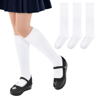 Olreco Knee High Socks for Girls Uniform Socks for Girls Boys Cotton Long Socks for Girls School Socks Seamless Scoks 3 Pairs