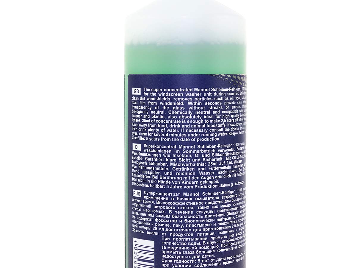 MANNOL 5022 WINDSHIELD WASHER CONCENTRATED LIQUID 1:1000 GERMANY 250ml