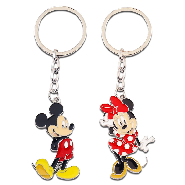 Disney Mickey and Minnie Mouse Keychain Set - Disney 2 Pc Keychain Bundle Featuring Mickey and Minnie for Kids, Men, Women Plus Stickers and More (Mickey and Minnie Party Favors)