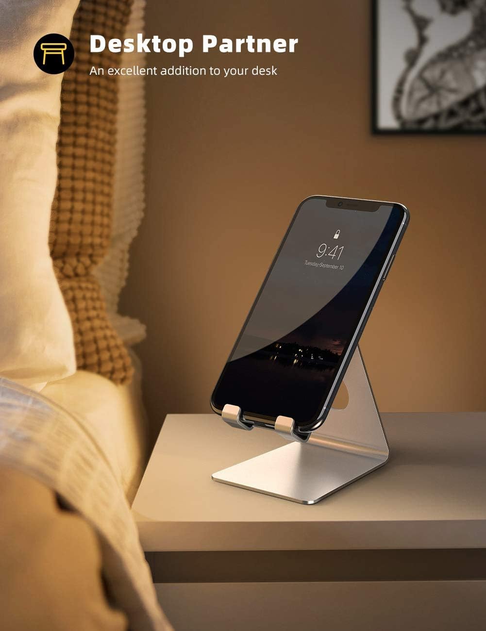 Lamicall Cell Phones Stand Desktop, Lamicall Mobile Phone Holder Dock Cradle Compatible with Switch, All Android Smartphone, iPhone 12 11 X XR XS XS Max 8 7 7p 6 6p 6s. etc, Phone Accessories - Silver