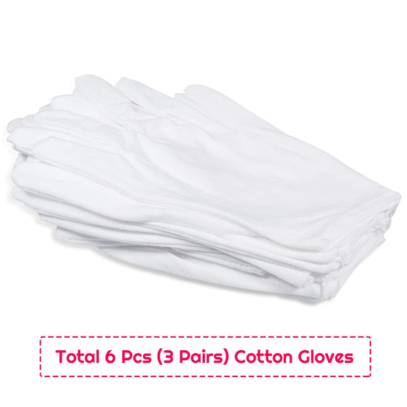 Cotton Gloves, Selizo 3 Pairs White Cotton Gloves Coin Gloves for Women Men Eczema Dry Hands Moisturizing Serving Archival Cleaning Jewelry Silver Inspection