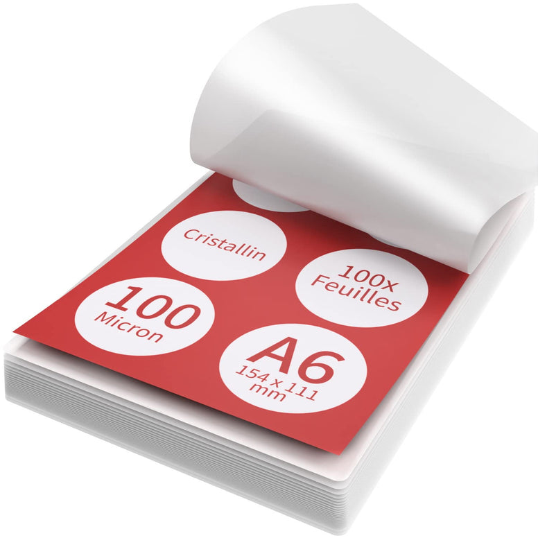 ACROPAQ Laminating Pouches - A6, 200 Micron (2 x 100 Micron), 100 Sheets, Glossy Finish, Premium Quality, Rounded Corners - 18016