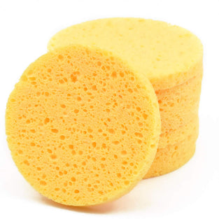 10 Pcs Facial Sponges, Cellulose Face Sponge, Face Cleansing Washing Sponges, Make Up Remover Sponges Pads, Beauty Sponges for Facial SPA Massage Makeup Removal (Yellow) (Round)