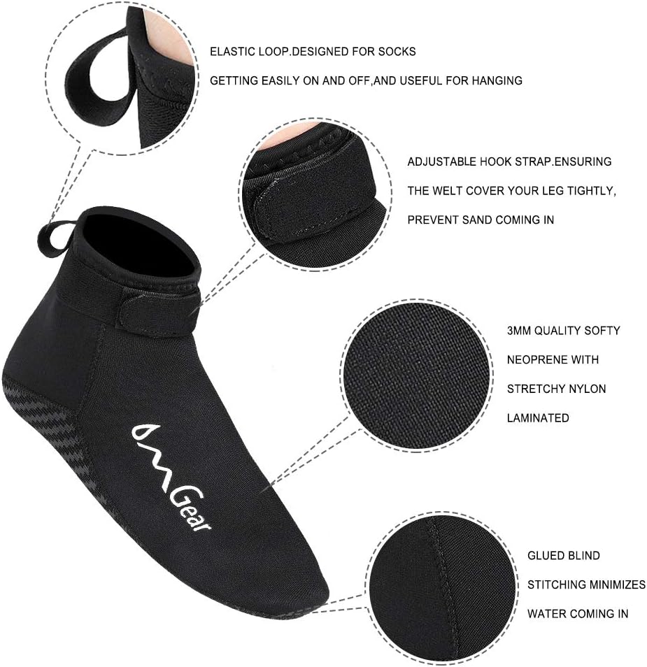 OMGear Water Socks Neoprene Socks Beach Booties 3mm 5mm Anti-Slip Wetsuit Footwear Fin Swim Sand Proof Socks