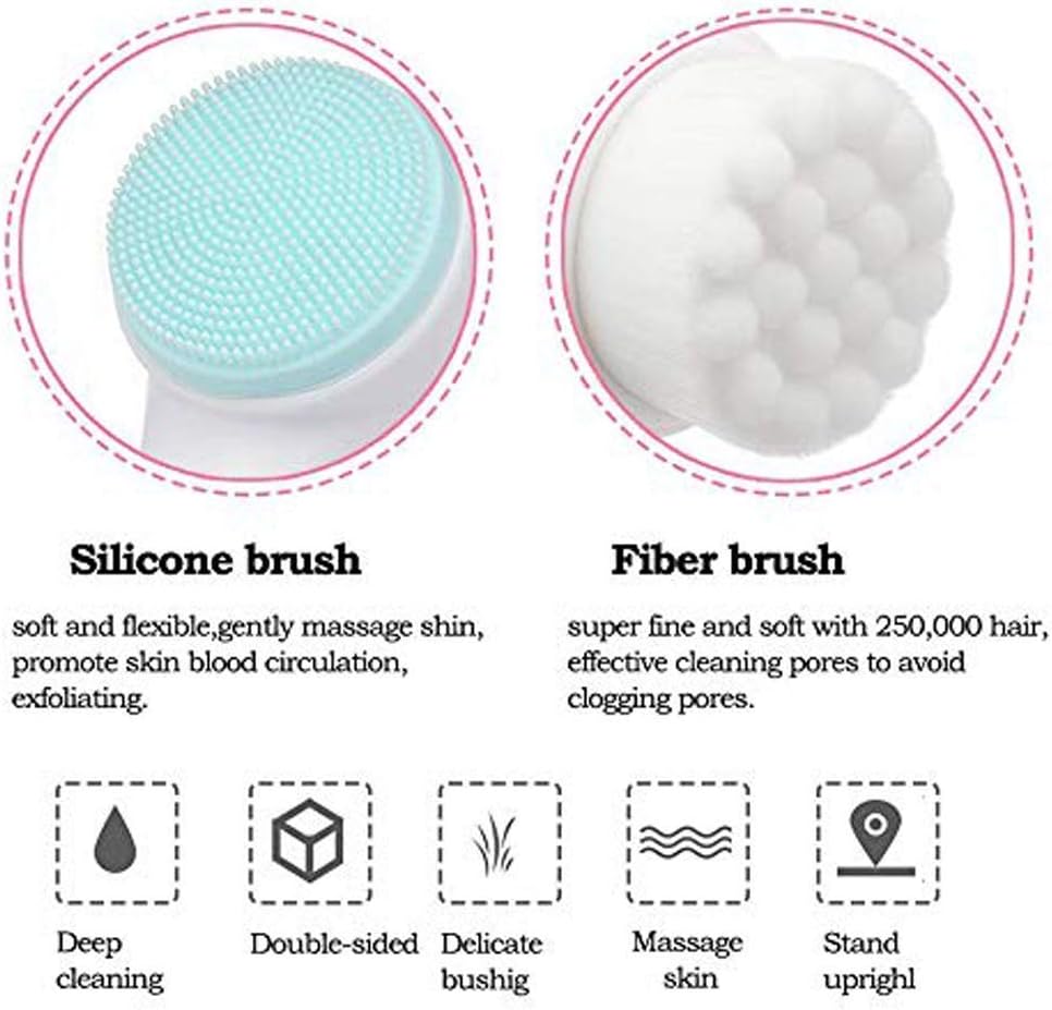 ELECDON Silicone Double-headed Manual Facial Cleansing Brush Set (2 Pieces)