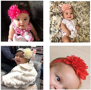 10 Packs Baby Headbands Bows Flower Lace Band Hair Accessories Baby Girl Nylon Turban Headwraps Infant Beanie Soft Cap
