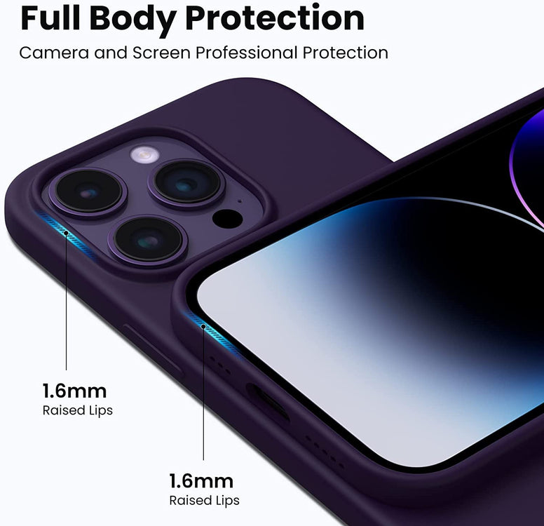 YoYoTech Soft Liquid Silicon iPhone 14 Pro Max Case 6.7 Inch Slim-Soft,Stylish Shockproof Protective with Microfiber Lining Case Cover-Deep Purple
