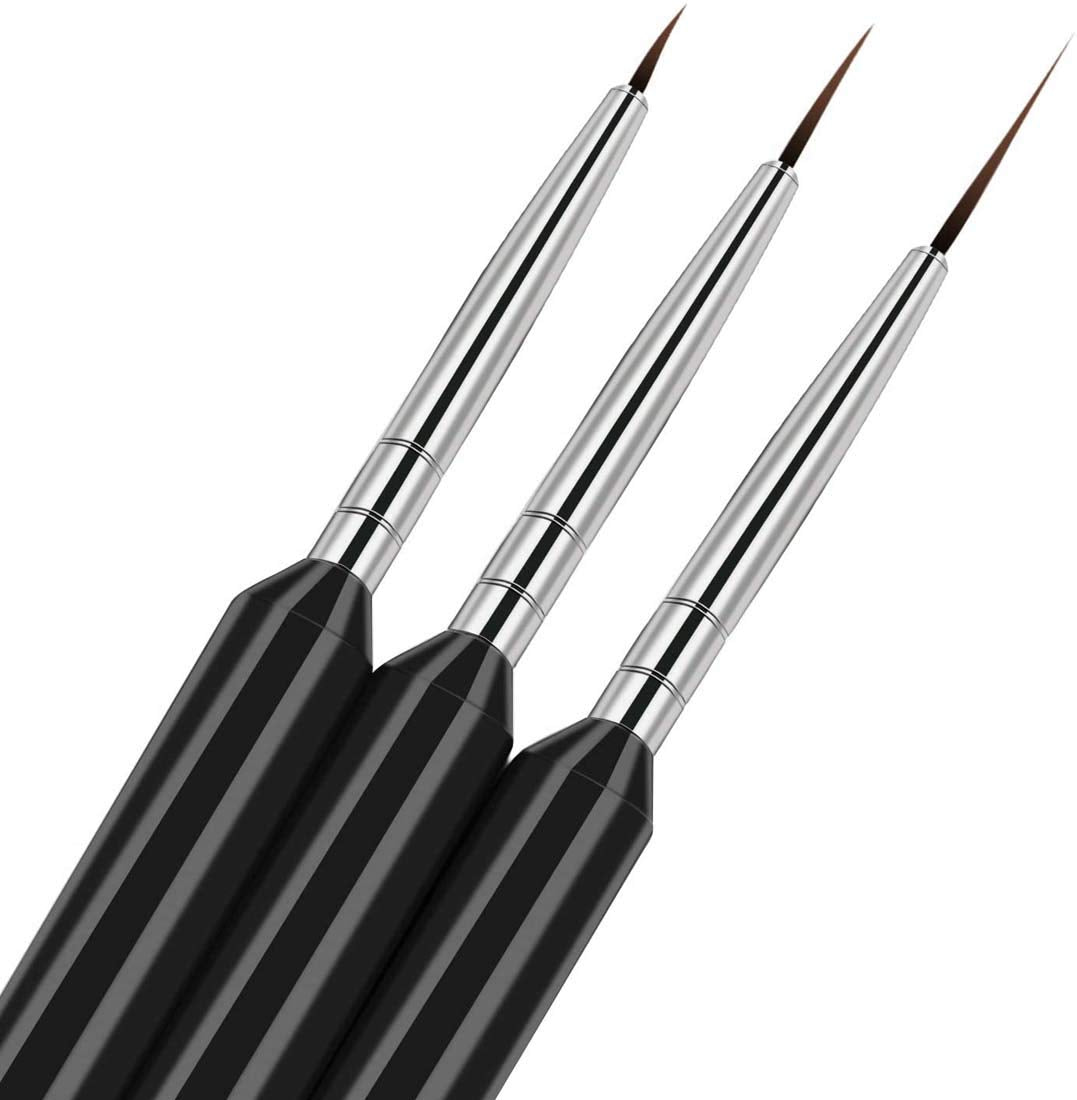 Excefore Nail Art Brushes- Professional Nail Art Brushes- Sable Nail Art Brush Pen, Detailer, Liner, Brush Dotting Tool (3pcs/set)