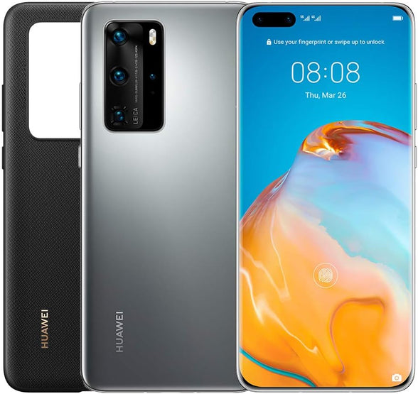 Huawei P40 Pro (5G) ELS-NX9 Dual/Hybrid-SIM 256GB Factory Unlocked Smartphone - International Version (Silver Frost)