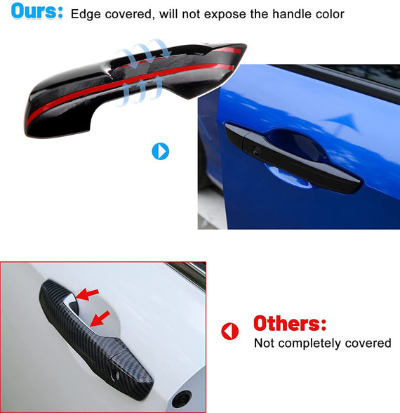 SYOSI Car Door Handle, Carbon Fiber Pattern, Left-hand Drive Handle, for 10th Gen Civic Carbon Fiber Style Door Handle Cover, for Honda Civic, Abs Black