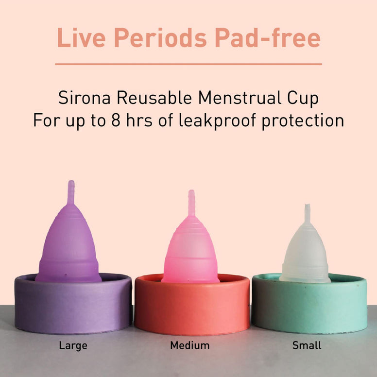 Sirona Pro Reusable Menstrual Cup for Women with Pouch - Mini Intimate Wash & Cup Wash | Wear for 8-10 Hours | FDA Approved | Period Cup Super Soft, Flexible, Made with Medical-Grade Silicone (Medium)