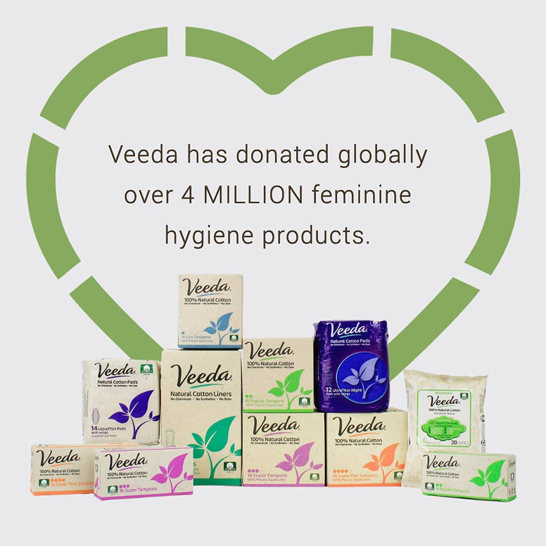 Naturalena Brands Veeda 100% Natural Cotton Applicator Free Super Tampons, Super Absorbent Comfort Digital Super Tampons, Chlorine Toxin and Pesticide Free, 32-Count, No Colour