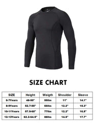 BUYKUD Kids' Boys Long Sleeve Base Layer Compression Athletic Tights Underwear Baseball Soccer Top Shirt (6-7 Years)