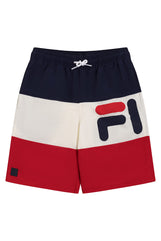 Fila Heritage Boys Fashion Surf Summer Swim Trunks (Navy Colorblock, X-Large)