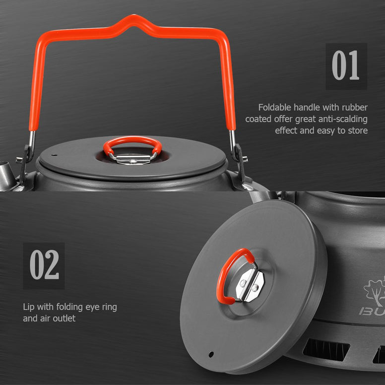 1.1L Portable Kettle Water Pot Teapot Coffee Pot Indoor Whistling Aluminum Alloy Tea Kettle Outdoor Camping Hiking Picnic Kettle