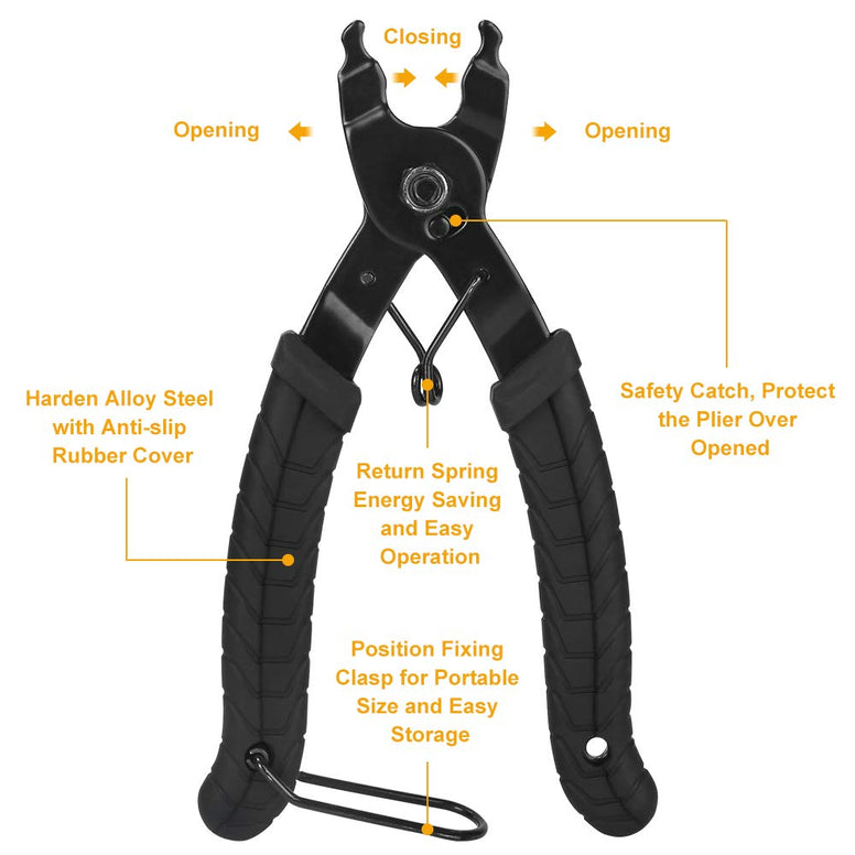 WOTOW Bicycle Chain Repair Tool Kit, Cycling Bike Master Link Pliers Remover & Chain Breaker Splitter Cutter & Chain Wear Indicator Checker & Reusable Missing Connector for 6/7/8/9/10 Speed Chain