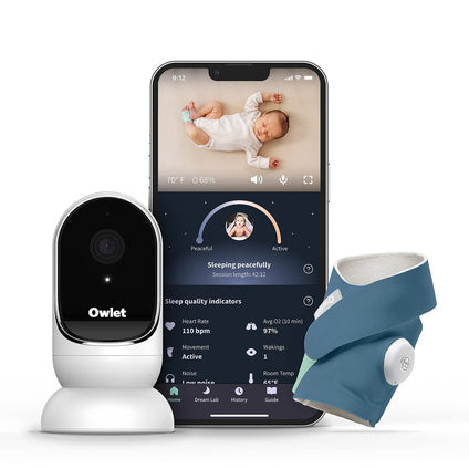 Owlet Dream Duo Smart Baby Monitor - Video Baby Monitor with HD Camera & Dream Sock: Only Baby Monitor to Track Heart Rate & Average Oxygen as Sleep Quality Indicators