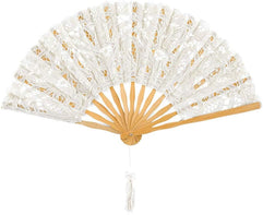 OLILLY Bridal Hand Fan in Lace, Silk and Wood - Perfect for her Wedding Day!