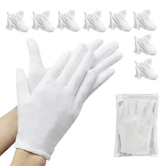 ZFYOUNG 16 Pcs（8pairs） White Cotton Gloves，White moisturizing Gloves, Cotton Gloves for Dry Hands Eczema, White Sleep Gloves for Men and Women, Beauty Coin SPA Cloth Gloves