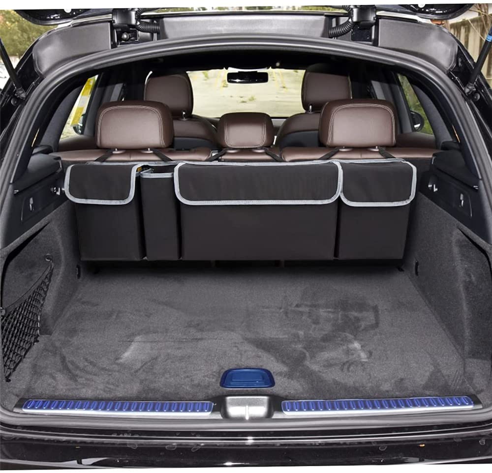 ELECDON Trunk Organizer Car Storage, Seat Back Storage to Keep Car Trunk Neat, Car Trunk Storage Organizer for SUV Gives You a Big Space Back Seat Trunk