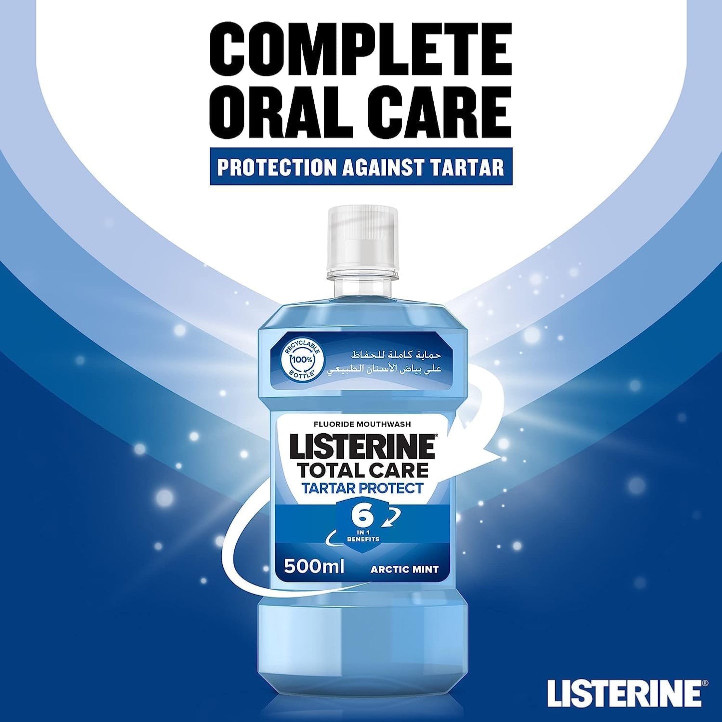 Listerine Total Care Tartar Protect Mouthwash, Pack of 3x500ml, Mouth Freshener from Listerine for a Fresh Healthy Breath, 24 Hour Protection Against Plaque for a Healthier Mouth