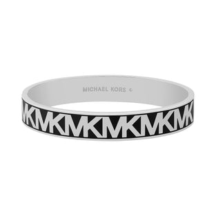 Michael Kors Women's Silver-Tone Brass Logo Bangle Bracelet (Model: MKJ8111040), One Size, Brass, no gemstone