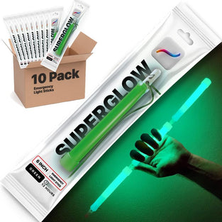 BWOOP SuperGlow Unique Connecting Glow Sticks. 6 Inch Snap-Together Bulk Military Grade Green Glow Sticks Emergency, 12 Hour