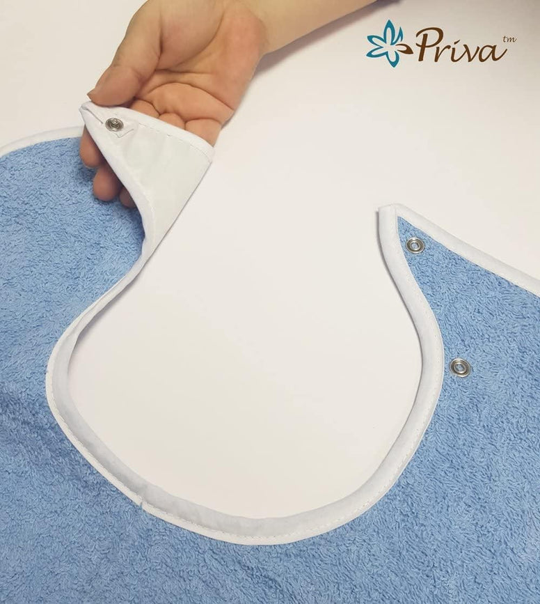 Priva Extra Long Paisley Waterproof Mealtime Protector Adult Bib 18" x 35", with vinyl protective backing and Adjustable Snap Closure