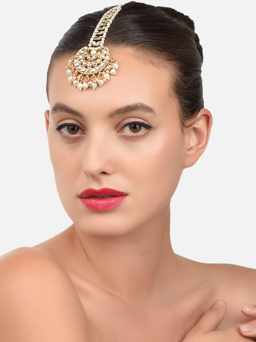 ZAVERI PEARLS Hair Jewellery For Women (Golden) (Zpfk9004)