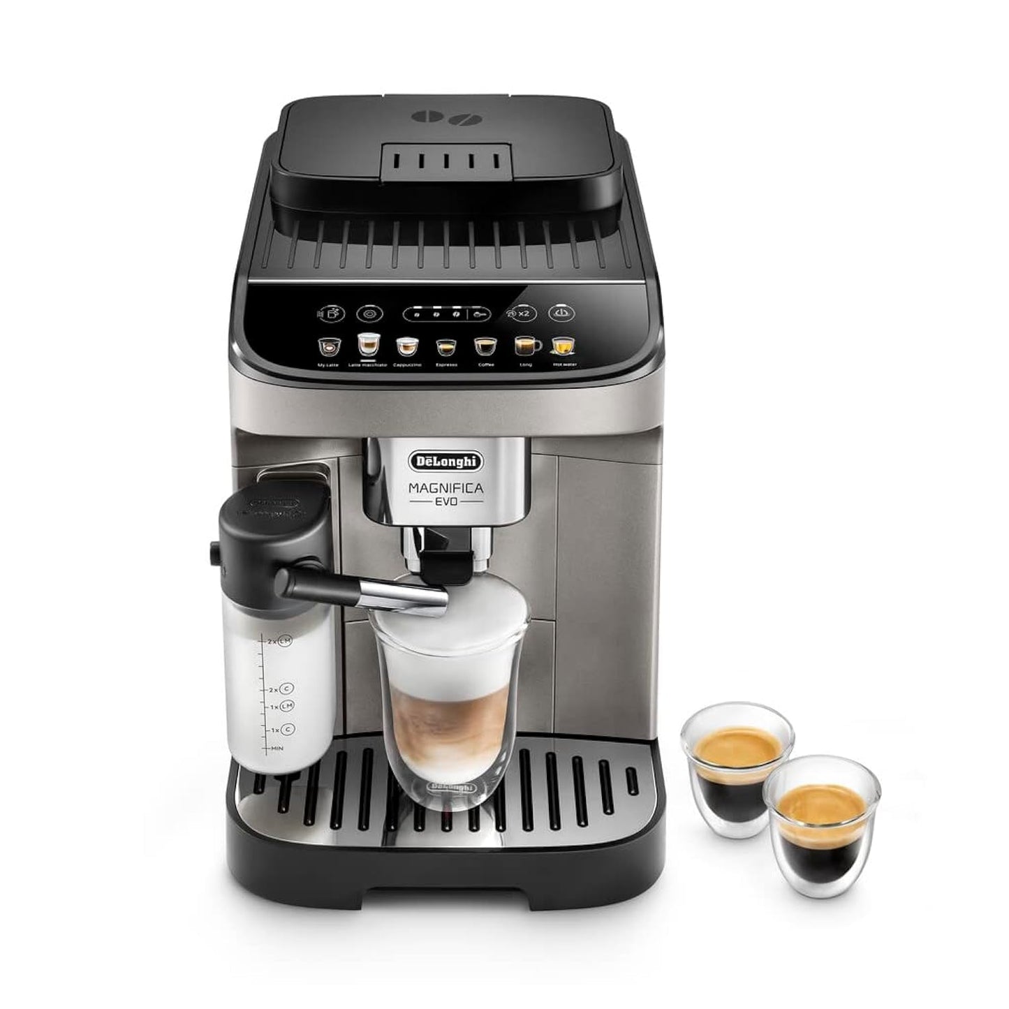 De'Longhi Magnifica EVO Bean to Cup Fully Automatic Coffee Machine with 4 Packs Coffee Beans|Traditional Milk Frother|Built In Grinder|100% Arabica Whole Coffee Beans|ECAM290.81.TB|Titanium & Black