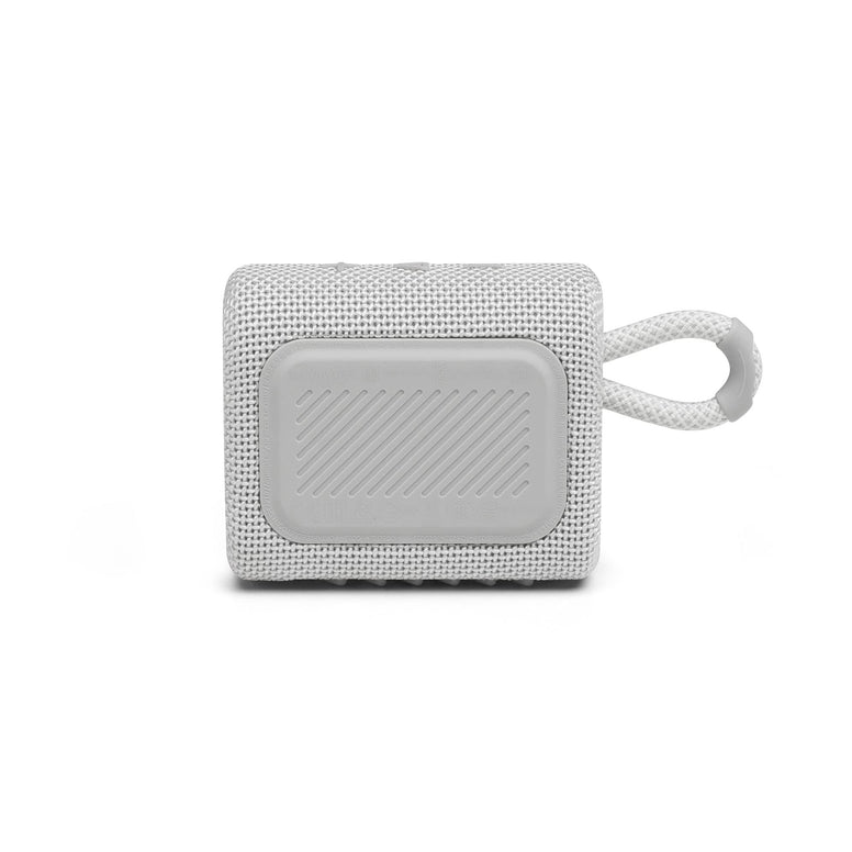 JBL Go 3 Portable Waterproof Speaker with JBL Pro Sound, Powerful Audio, Punchy Bass, Ultra-Compact Size, Dustproof, Wireless Bluetooth Streaming, 5 Hours of Playtime - White, JBLGO3WHT