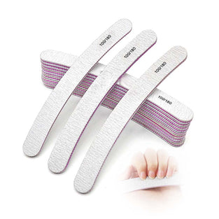 Nail Files, Professional Nail File Set, Curved Fingernail files, 100/180 grit Double-Sided Emery Board Manicure Tools for Home and Salon Use, 25PCS
