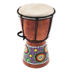 Decdeal 6in African Djembe Drum Hand-Carved Solid-Wood Goat-Skin Traditional African Musical Instrument