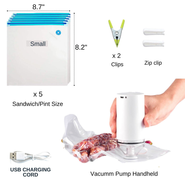 SousBear Sous Vide Bags, Electric Vacuum Sealer Food Pump & Reusable Vacuum Food Storage Bags Kit