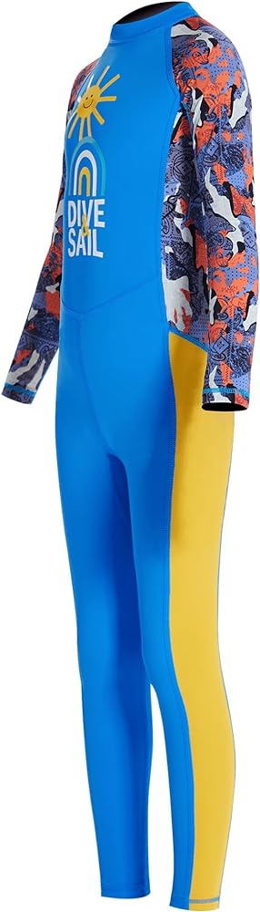 Happy Cherry Kids Wetsuits Girls Boys Neoprene Thermal Warm One Piece Swimsuit Long Sleeve UV Protection Back Zipper Rash Guard Diving Swimming Surfing 3-12 Years