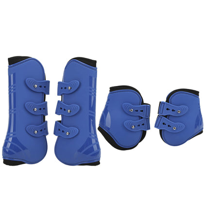 Horse Sport Boots Set of 4, PU Shell Front and Hind Horse Tendon Fetlock Brace Guard Boots for Riding, Shock Absorbing, Jumping, Horse Leggins Boots(L)