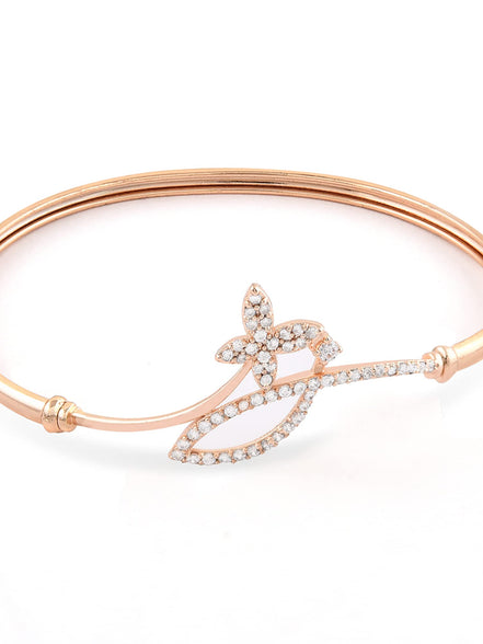 ZAVERI PEARLS Set Of 2 Rose Gold Contemporary Cubic Zirconia Brass Kada Style Bracelet For Women-ZPFK11103