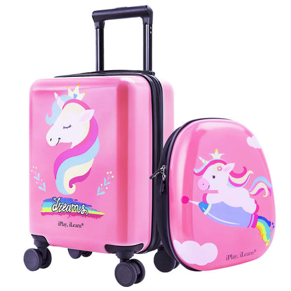 iPlay, iLearn Kids Luggage Set, Carry on Suitcase W/ 4 Spinner Wheels, Pink, OneSize, Classic