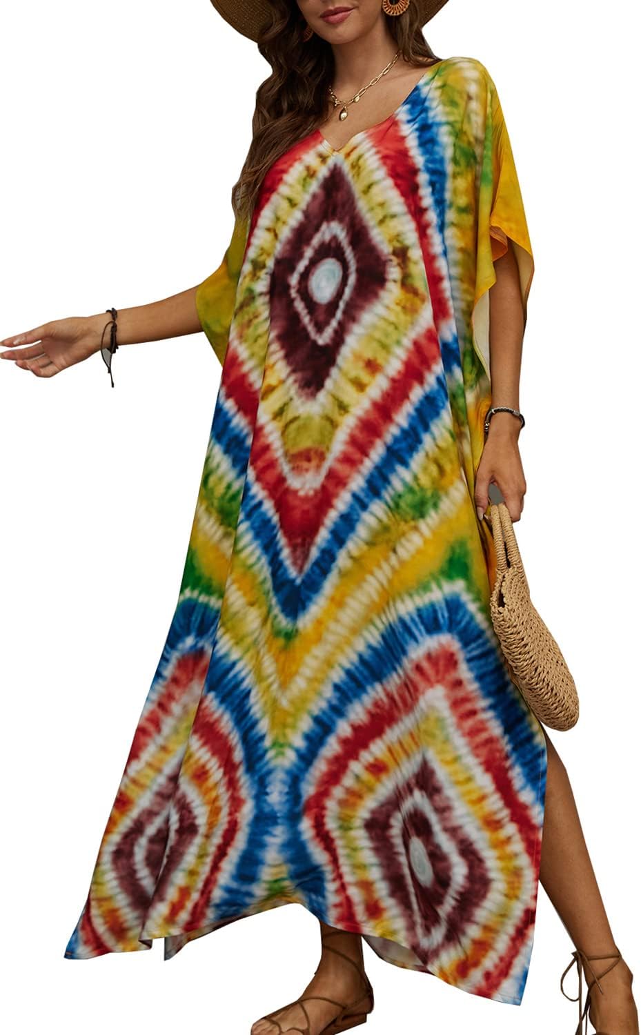 YouKD Wemon's Summer Long Kaftan Bohemian Maxi Kimono Dress Swimsuit Beach Cover Up Robes