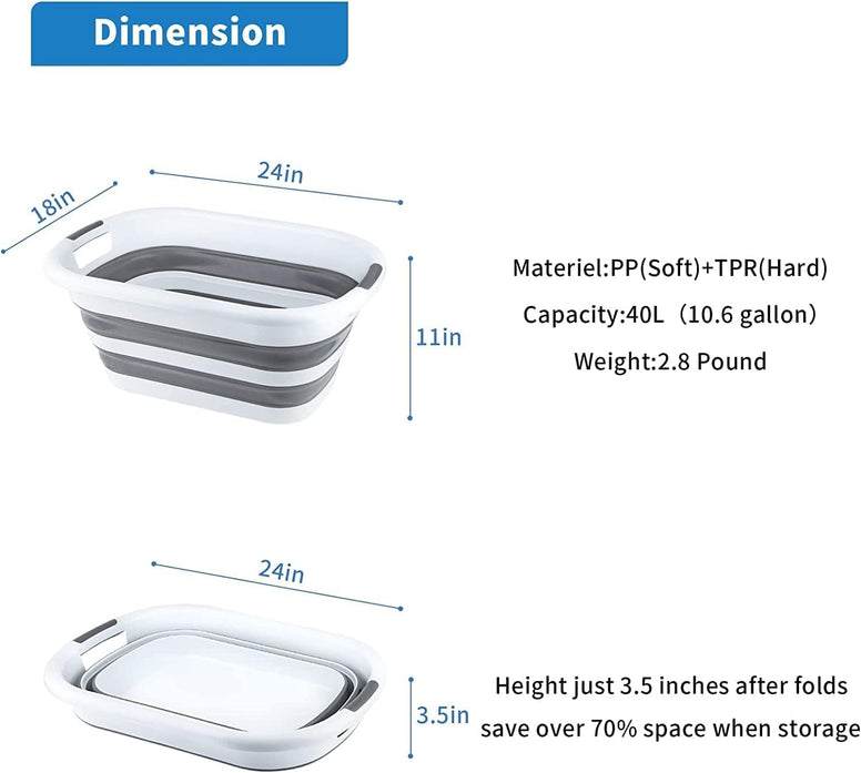سلة غسيل كبيرة قابلة للطي ، حاوية تخزين منبثقة 40 لتر 10.6 جالون ، منظم موفر للمساحة قابل للطي ، للغسيل والمطبخ ، حوض استحمام لعبة سلة تخزين للكلاب (كبير/40 لتر)