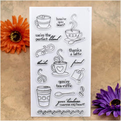 Kwan Crafts Coffee Tea thanks a latte Clear Stamps for Card Making Decoration and DIY Scrapbooking