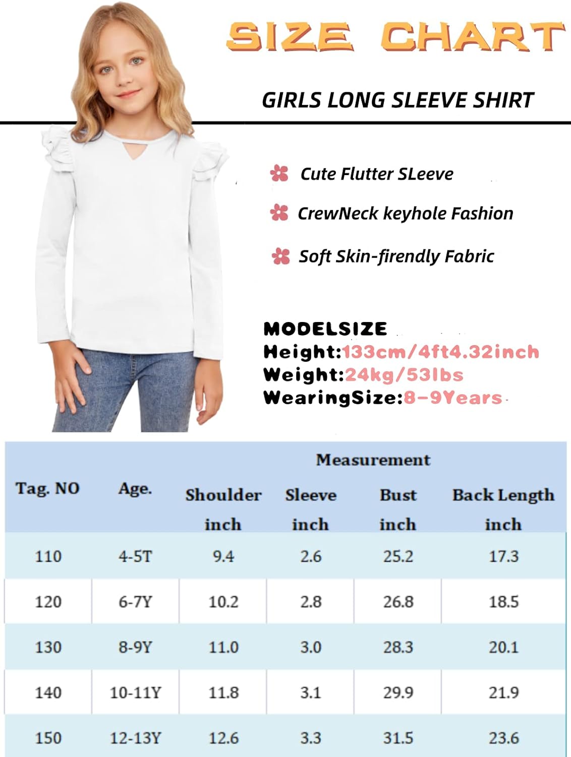 Greatchy Girls Shirts Short Sleeve Tee Ruffle Solid Summer Keyhole Neck Cotton Blouse Tops