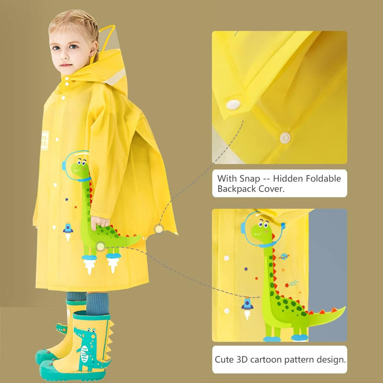 Kids Raincoats Waterproof Rain Jacket Hooded Rain Poncho Toddler Boys Girls Rain Suit Reusable Rainwear for 1-2 Y