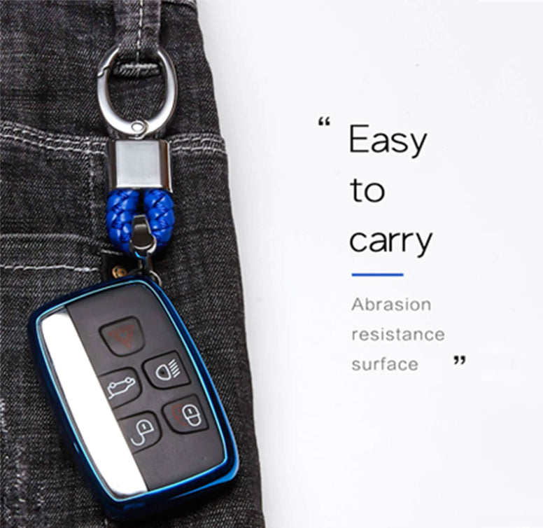 Kelay Soft TPU Key Fob Cover Remote Control Premium Key Protection Case Compatible with Land Rover Discovery Sport Evoque Aurora Jaguar XF XJ XJL XEL XFL F-pace 5 Buttons (blue - 1pcs)
