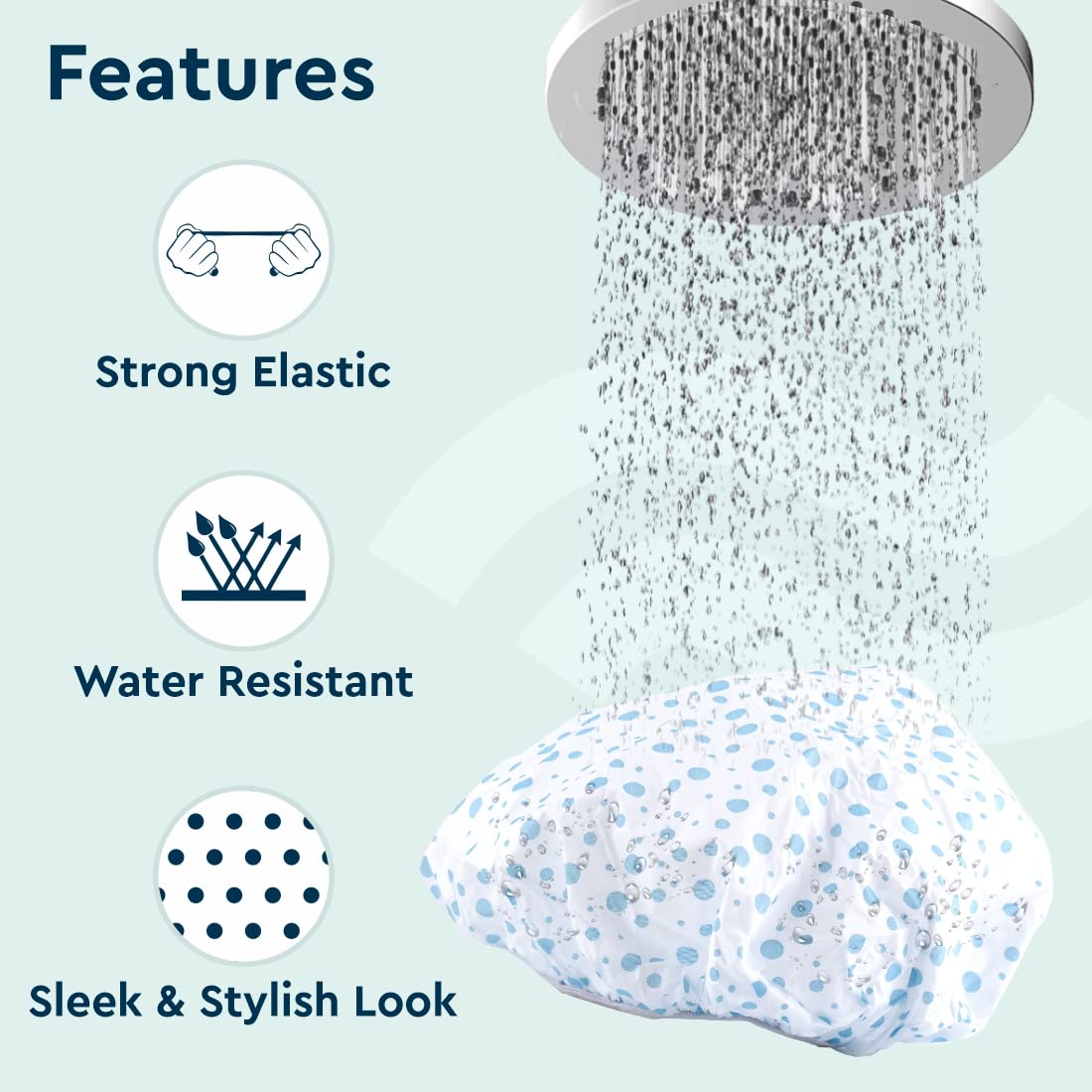 GUBB Plastic Shower Disposable Caps for Men and Women with Dot Prints in White Colour | Best Shower Cap for the Shower and Spa | 100% Water Resistant Disposable Shower Caps (Pack of 4)