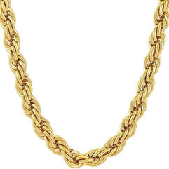 Men's Rope Gold Plated 7mm Chain Necklace - Stylish and Versatile | Premium Stainless Steel | Fashionable Accessory | UAE 28 inch