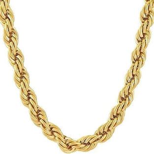 Men's Rope Gold Plated 7mm Chain Necklace - Stylish and Versatile | Premium Stainless Steel | Fashionable Accessory | UAE 28 inch